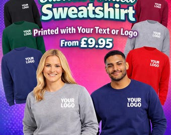 Custom Text/Logo Printed Sweatshirt | Unisex Workwear Jumper