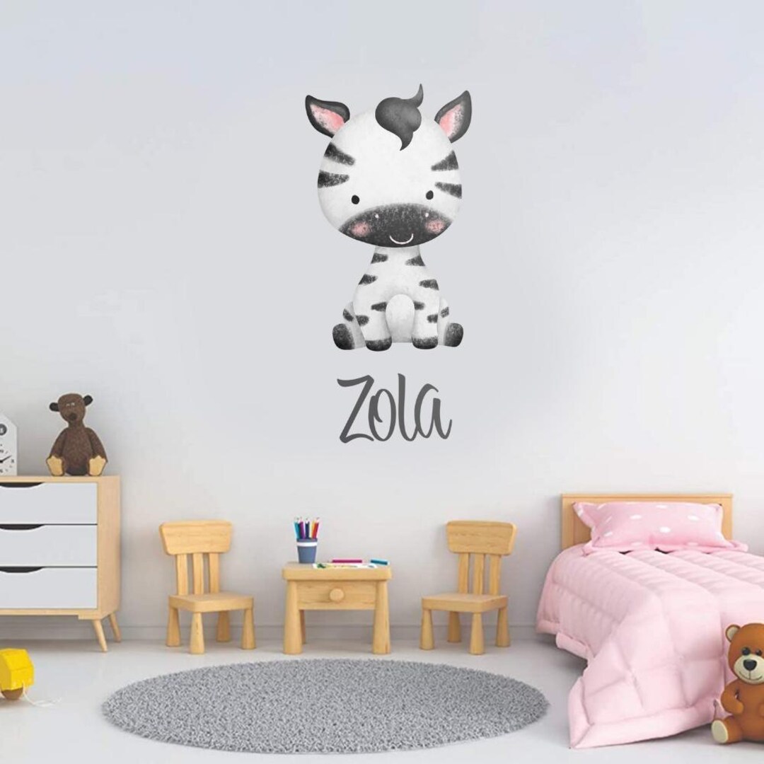 Personalised Vinyl Baby Zebra Wall Decal Sticker - Etsy