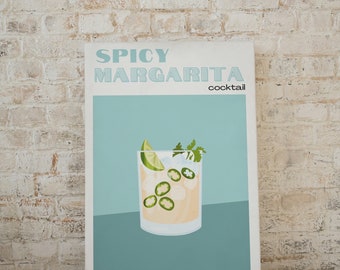 Spicy Margarita Cocktail Poster, Art Decor, Wall Art, Spicy Margs, Digital Print, Bar Poster