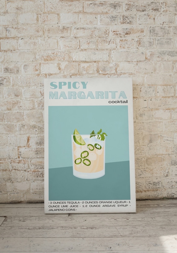 Spicy Margarita Cocktail Poster, Art Decor, Wall Art, Spicy Margs, Digital Print, Bar Poster