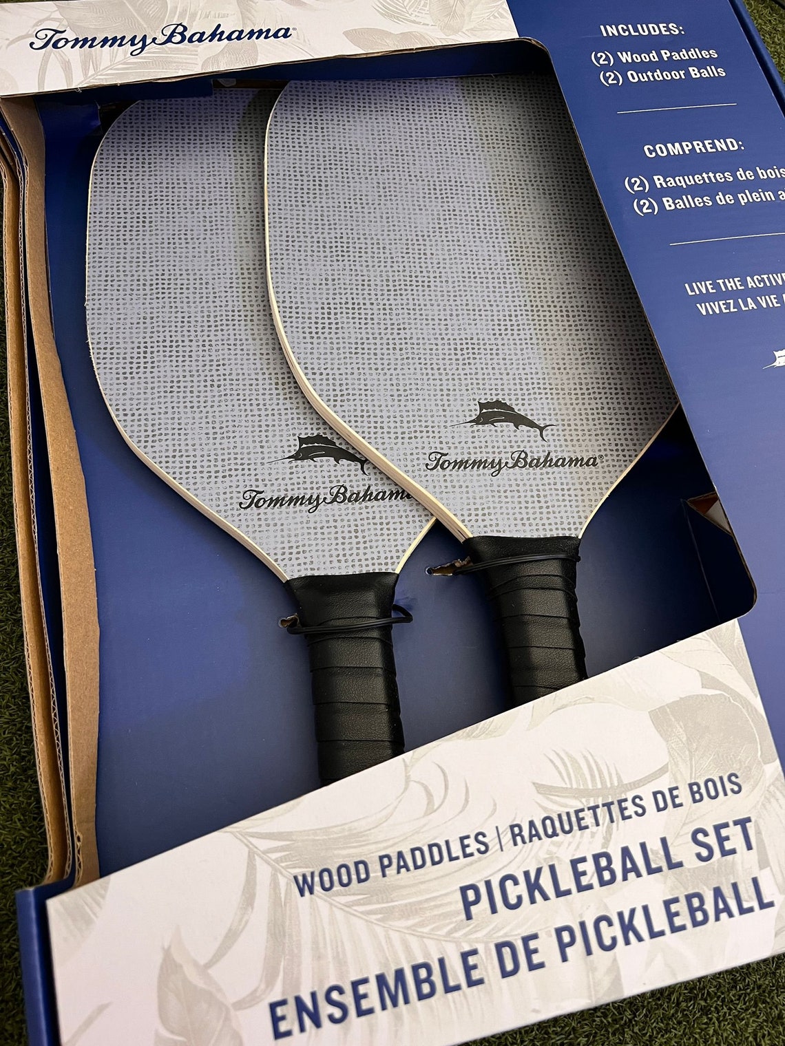 Tommy Bahama Pickleball Set 2gray Wood Paddles and 2yellow Etsy