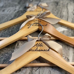 wedding hangers, personalized bridesmaid hangers, wedding name hangers, wooden carved hangers, bridal hangers, bridesmaid gifts