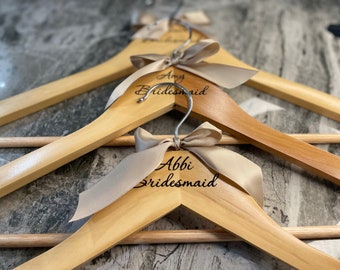 wedding hangers, personalized bridesmaid hangers, wedding name hangers, wooden carved hangers, bridal hangers, bridesmaid gifts