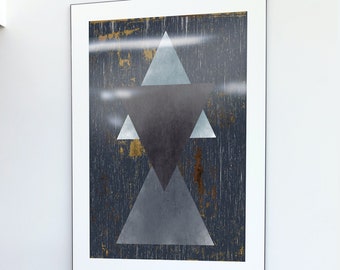 ABSTRACT TRIANGLES artwork, modern wall art, condo art, lake house art, abstract wall art, luxury art, original art, abstract illustration