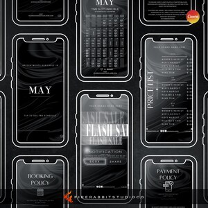 Salon Social Media Templates: Price List, Booking Policy (Canva Editable)