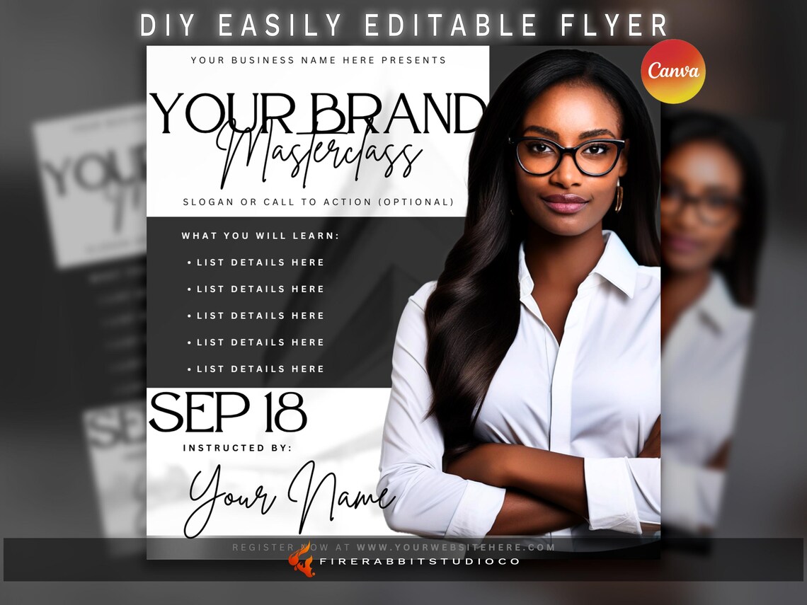 Editable Masterclass Flyer Template: DIY Canva Design (PDF) - Etsy