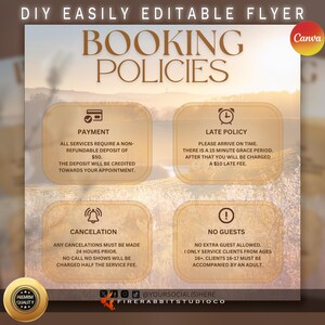 Hair Stylist Booking Policy Flyer: Social Media Template (Canva)
