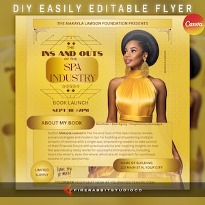 Book Release Flyer: Editable Canva Template, Book Launch Event