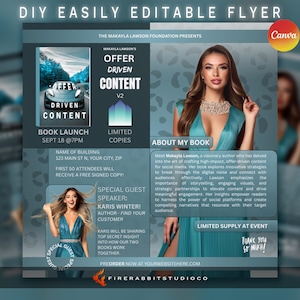 Editable Book Launch Flyer Template: Canva DIY Social Media