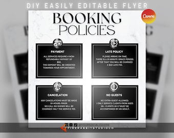 Booking Policy Page | HairStylist Flyer | Social Media Template | Canva | Easy To Edit | Social Media Graphics | Booking Policy Template