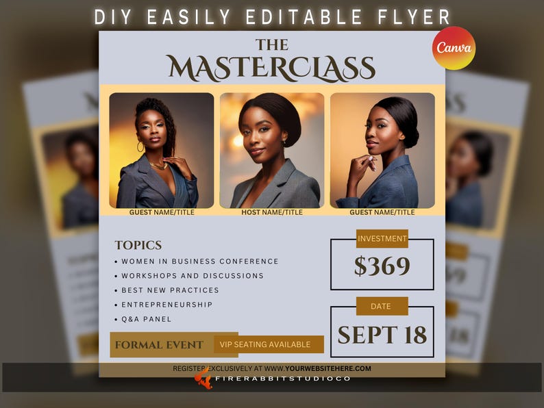 Editable Masterclass Flyer Template: Canva DIY Course Design (digital ...