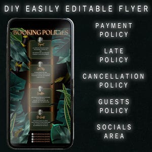 Hair Stylist Booking Policy Template: Social Media Flyer (Canva Editable)