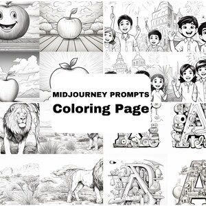 Coloring Pages Midjourney Prompts, Customizable Prompts, AI Art, Midjourney Prompt, Midjourney AI Art, Learn Midjourney, Digital Art
