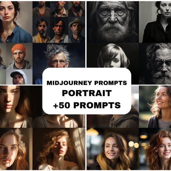 Portrait Midjourney Prompts, AI Art, Midjourney Prompt, Midjourney AI Art, Learn Midjourney, Digital Art, AI Generate +50 Prompts