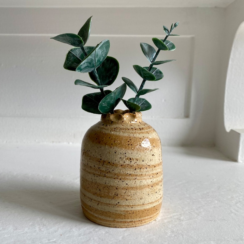 Marbled Bud Vase, Ceramic Decor, Handmade Pottery image 1
