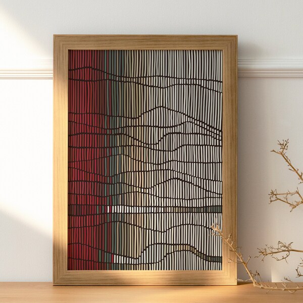 Red, Black, and Gray Abstract Art Etsy