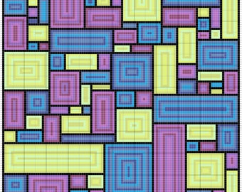 Geometric Cool Colors Cross-Stitch Pattern Digital Download