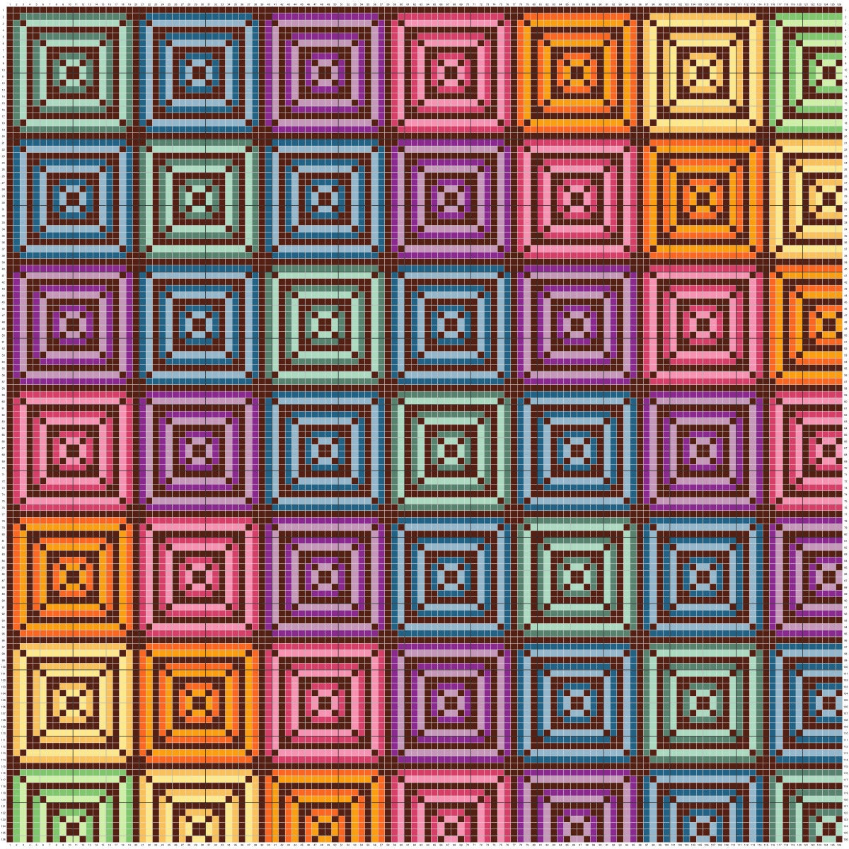 Colorful Square Cross-stitch Pattern Digital Download - Etsy