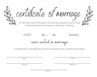 Editable Certificate of Marriage Template. Marriage License. Printable Certificate. Editable ...