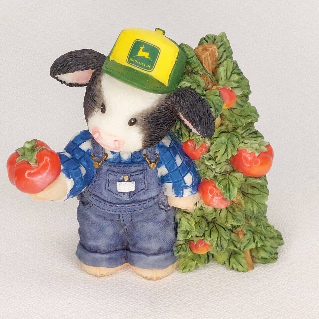 Mary's Moo Moos John Deere Country Cow Farmer Figurine 1998 Enesco