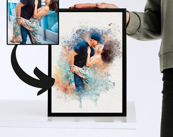 Custom Watercolor Portrait from Photo: Personalized Couple Art (Digital Download)