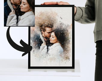 Custom Watercolor Portrait from Photo: Personalized Couple Art (Digital Download)