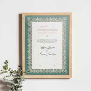 Luxury Nikkah Certificate custom printable nikkah certificate digital nikahnama A4 A3 A2 certificate design