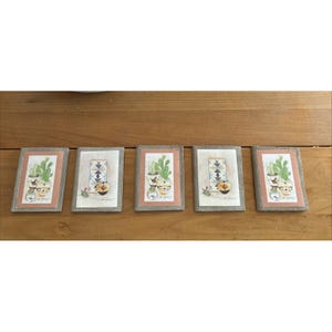 5 Vintage Southwest Bridge Tally Cards Handgemachte Kakteentöpfe