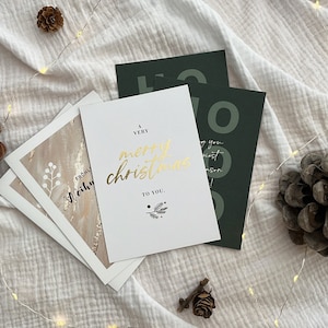 Ensemble de 5 cartes de Noël avec 3 motifs, auto-conçues, conception de cartes de Noël, jeu de cartes de Noël, carte XMAS, poste de Noël