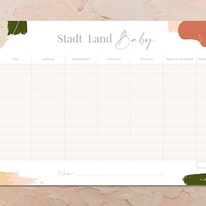 Babyparty – Stadt Land Baby, Babyquiz, Stadt, Land, Baby, Tippkarten, Babykarten, Babyshower, Quiz, Ratespiel, Welcome Baby, Würfelspiel