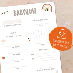Télécharger Baby Quiz, Baby Shower, Télécharger la carte de pari, Téléchargement numérique, Carte de prédiction, Quiz, Jeu de devinettes, Baby Shower, Carte de pari, Baby Quiz