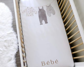 Vintage Nursery Laundry Line // Oval & Crib fitted sheet // Personalized Add Name // 100% cotton. Made in USA