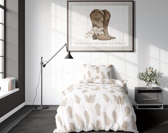 Boho Earth Watercolor Beige Neutral Duvet Cover // 100% Cotton, Designed & Printed in USA!