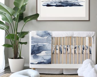 Yacht Club Coastal Ocean Watercolor // Minky Blanket Double Sided // Personalized Baby Gift 100% Designed & Printed in USA