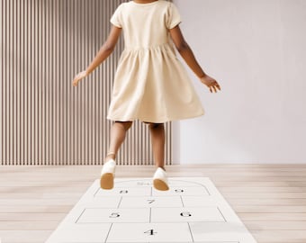 Hopscotch Play Yoga Pilates Mat // Rubber or Foam Modern Neutral Beige Cream // 100% Designed & Printed in USA