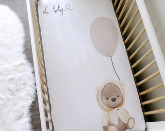 Vintage Nursery Toys // Oval & Crib fitted sheet // Personalized Add Name // 100% cotton. Made in USA