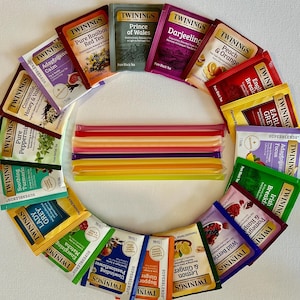 38 pojedynczo pakowanych torebek herbaty, zestaw próbek herbaty, różne torebki herbaty, pudełko prezentowe na herbatę, herbata Twinings, patyczki miodowe, prezent na Dzień Ojca