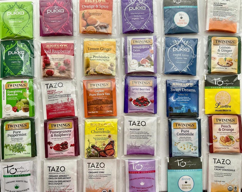 Christmas Gift, Assorted Tea Sampler: 100 Individually Wrapped Tea Bags ...
