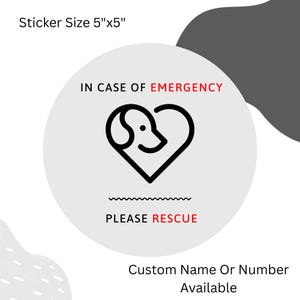 Pet Emergency Decal In Case of Emergency Pet Inside Sticker Dog Safety Alert Sticker Customizable Pet Rescue Sign