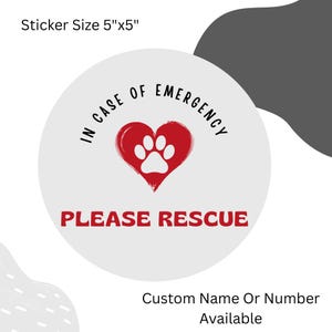 Pet Emergency Decal In Case of Emergency Pet Inside Sticker Dog Safety Alert Sticker Customizable Pet Rescue Sign