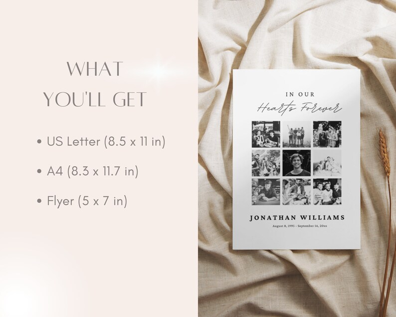 Funeral Photo Collage Table Sign, Canva Template, in Loving Memory ...