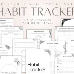 Habit Tracker Printable, Habit Tracker Digital Download, Healthy Habits Tracker, Productivity Tracker, Hyperlinked, Good notes,