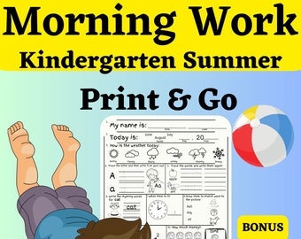 Kindergarten Summer Review Worksheets • End of Year Practice (Digital Download)