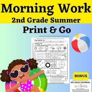 2nd Grade Summer Review Worksheets • Printable End of Year Cumulative Review Before 3rd Grade • Morning Work • No Prep
