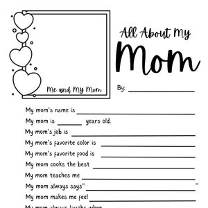 Alles über meine Mutter Fragebogen, Muttertag Handwerk, Muttertag Arbeitsblatt, Geschenk für Mama von Kindern, Muttertagsgeschenk, Oma und Tante