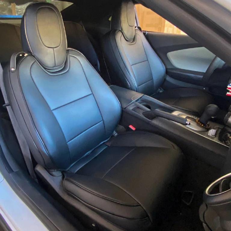 FOR CHEVY CAMARO 2010-2015 BLACK/BEIGE IGGEE S.LEATHER CUSTOM - Foto 6