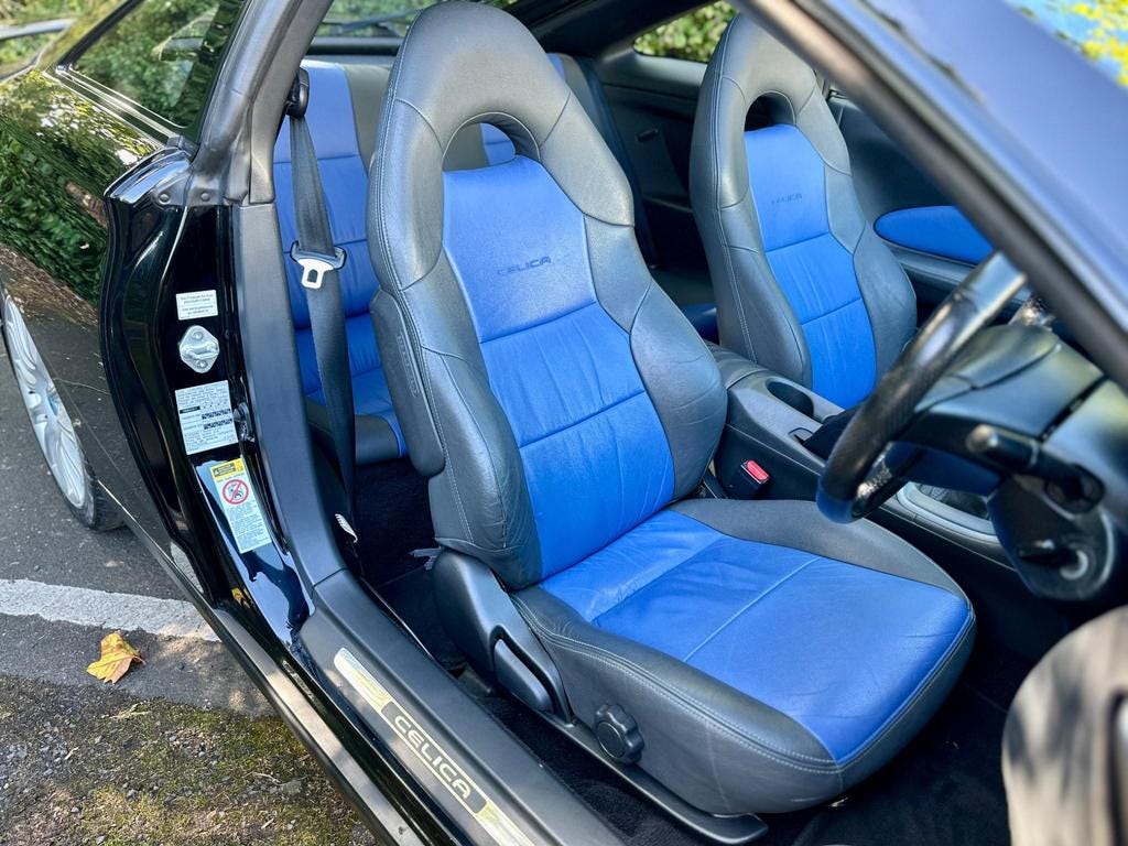 Toyota Celica T230 Synthetic Leather Seat Covers In Blue & Black (1999-2006) Front Seats Only Custom Made Replacement