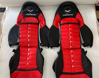 C5 Sports Seat Covers 1997-2004 In Red & Black With Jack Logo