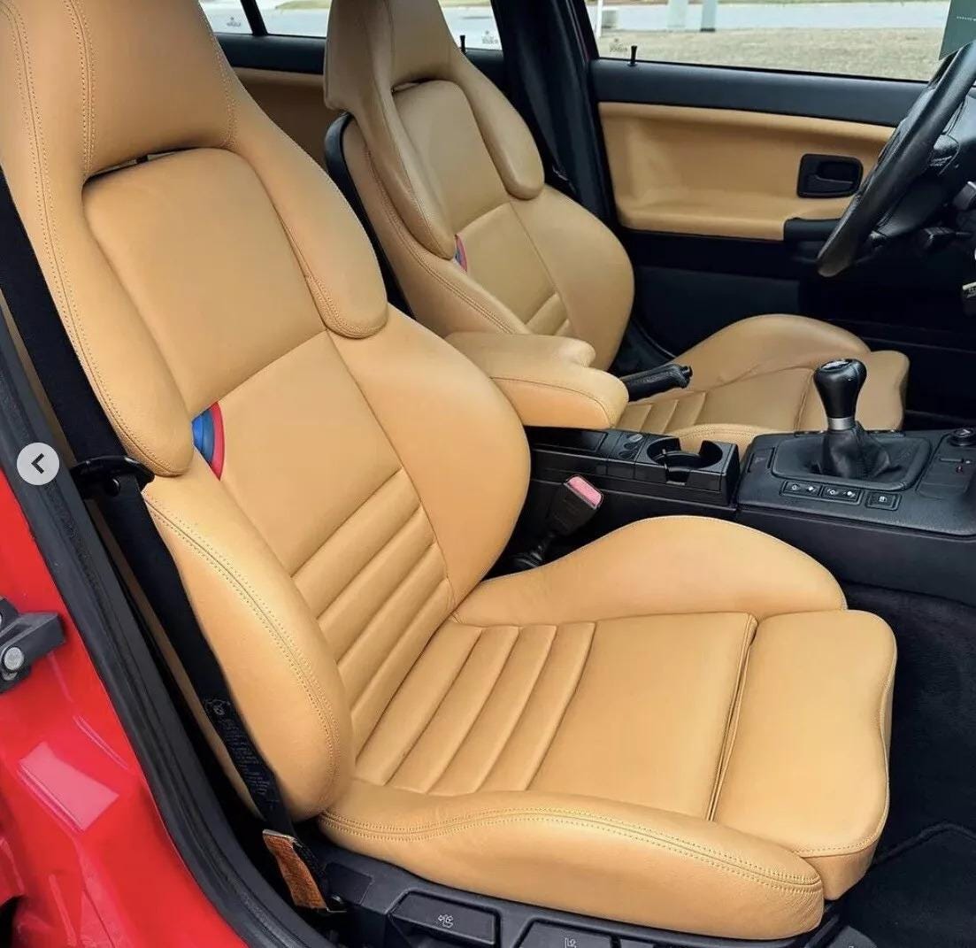 BMW E36 M3 Vader Seat Covers 1994-1999 - Synthetic Leather Replacement In  Tan, image size:1103x1071
