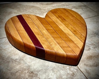 Heart shaped cutting board / Valentines Day gift  / Mother's Day gift / cherry cutting board / edge grain / personalized